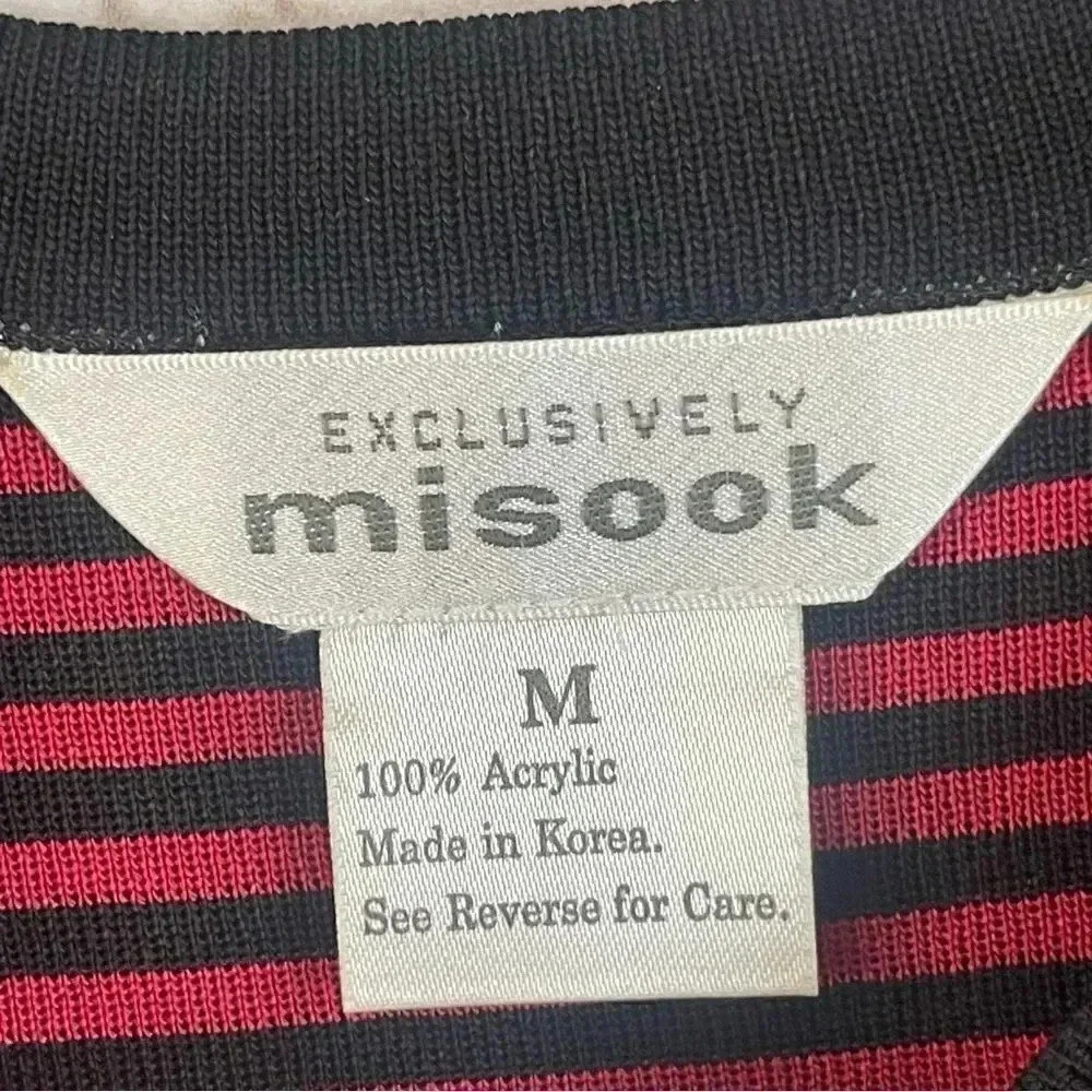 Exclusively Misook Women's Medium Black & Red Striped Knit Tank Top Acrylic M - Picture 2 of 5